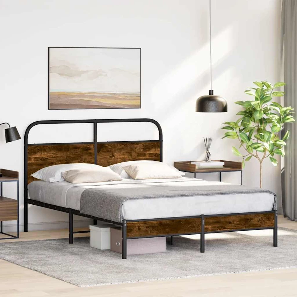 Lovos rėmas be čiužinio, dūminio ąžuolo, 120x200cm, mediena