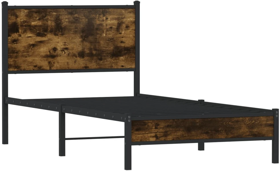 Lovos rėmas be čiužinio, dūminio ąžuolo, 90x200cm, metalas