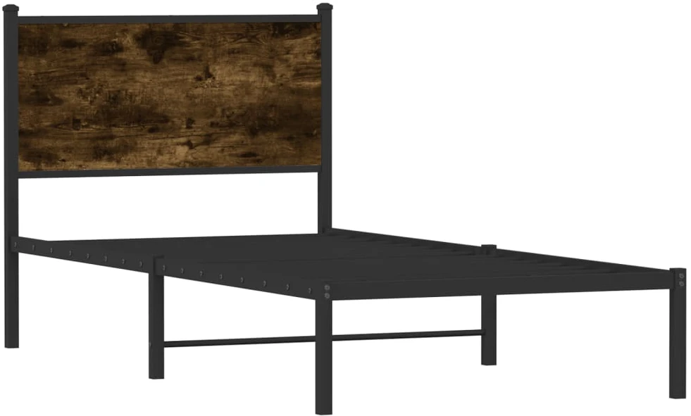Lovos rėmas be čiužinio, dūminio ąžuolo, 75x190cm, metalas