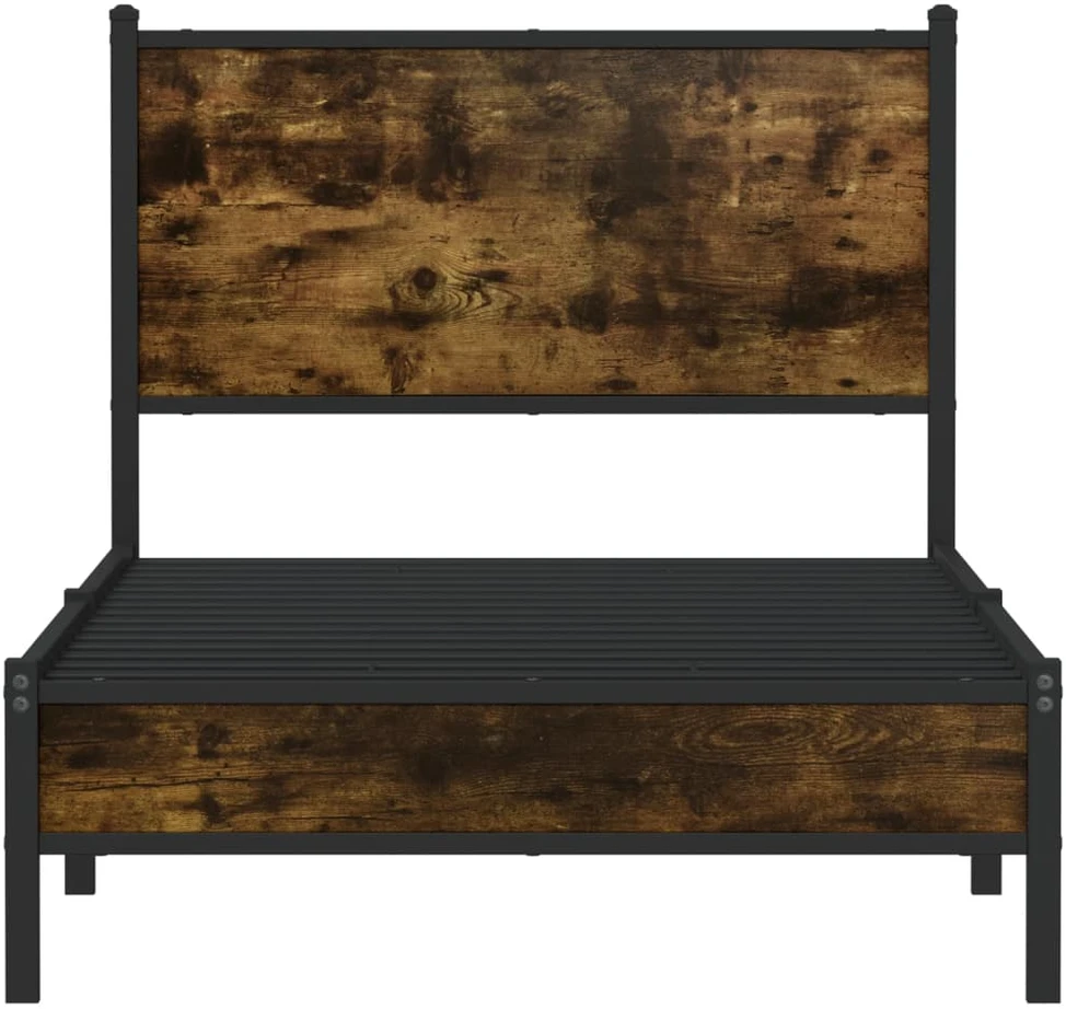 Lovos rėmas be čiužinio, dūminio ąžuolo, 90x190cm, metalas