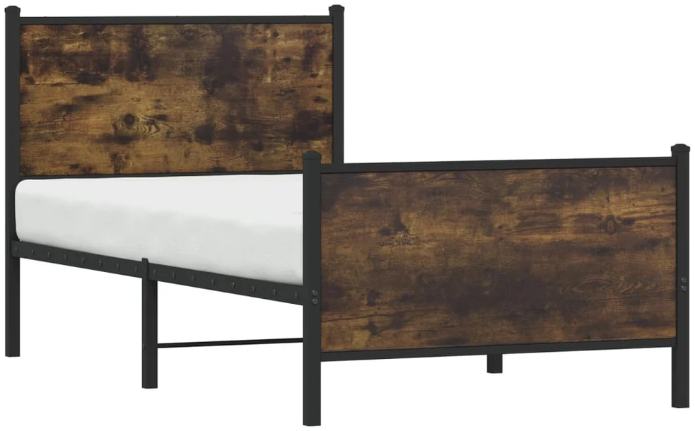 Lovos rėmas be čiužinio, dūminio ąžuolo, 90x200cm, metalas