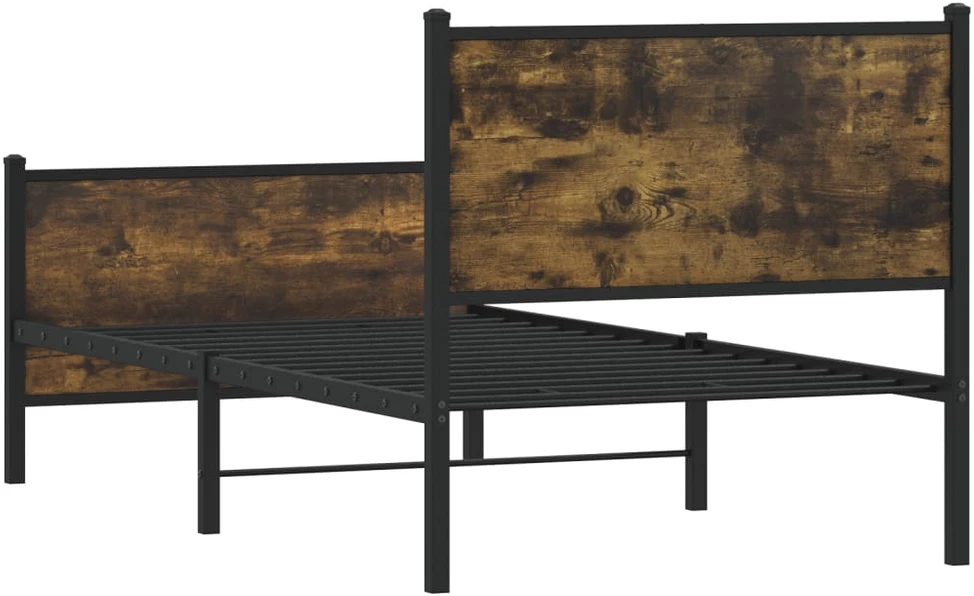 Lovos rėmas be čiužinio, dūminio ąžuolo, 90x200cm, metalas