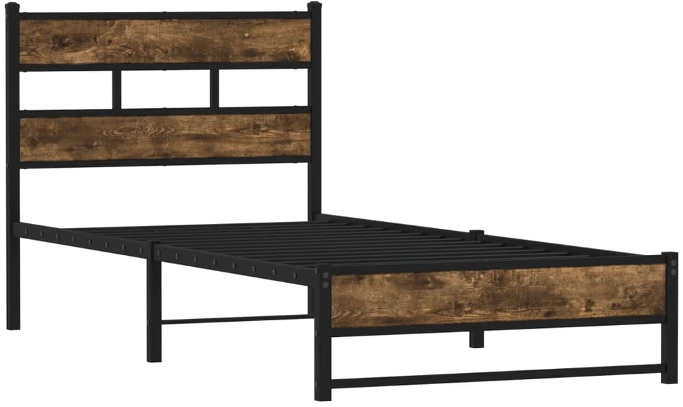 Lovos rėmas be čiužinio, dūminio ąžuolo, 75x190cm, metalas