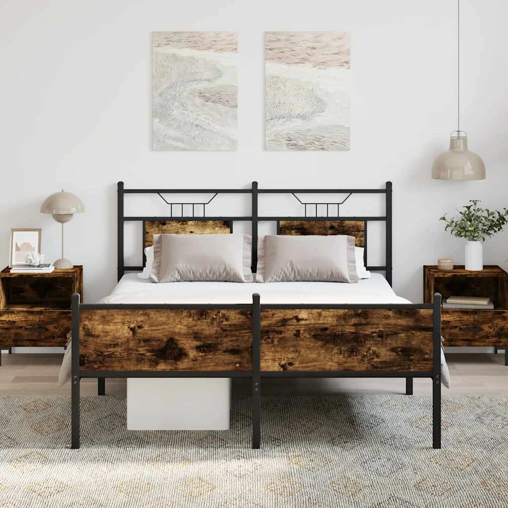 Lovos rėmas be čiužinio, dūminio ąžuolo, 140x200cm, mediena