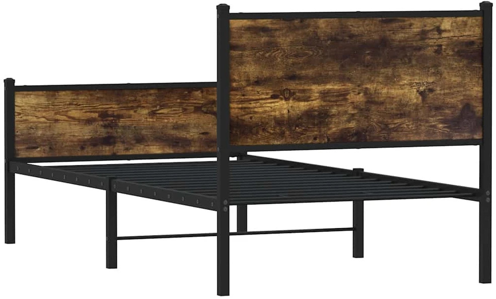 Lovos rėmas be čiužinio, dūminio ąžuolo, 75x190cm, metalas