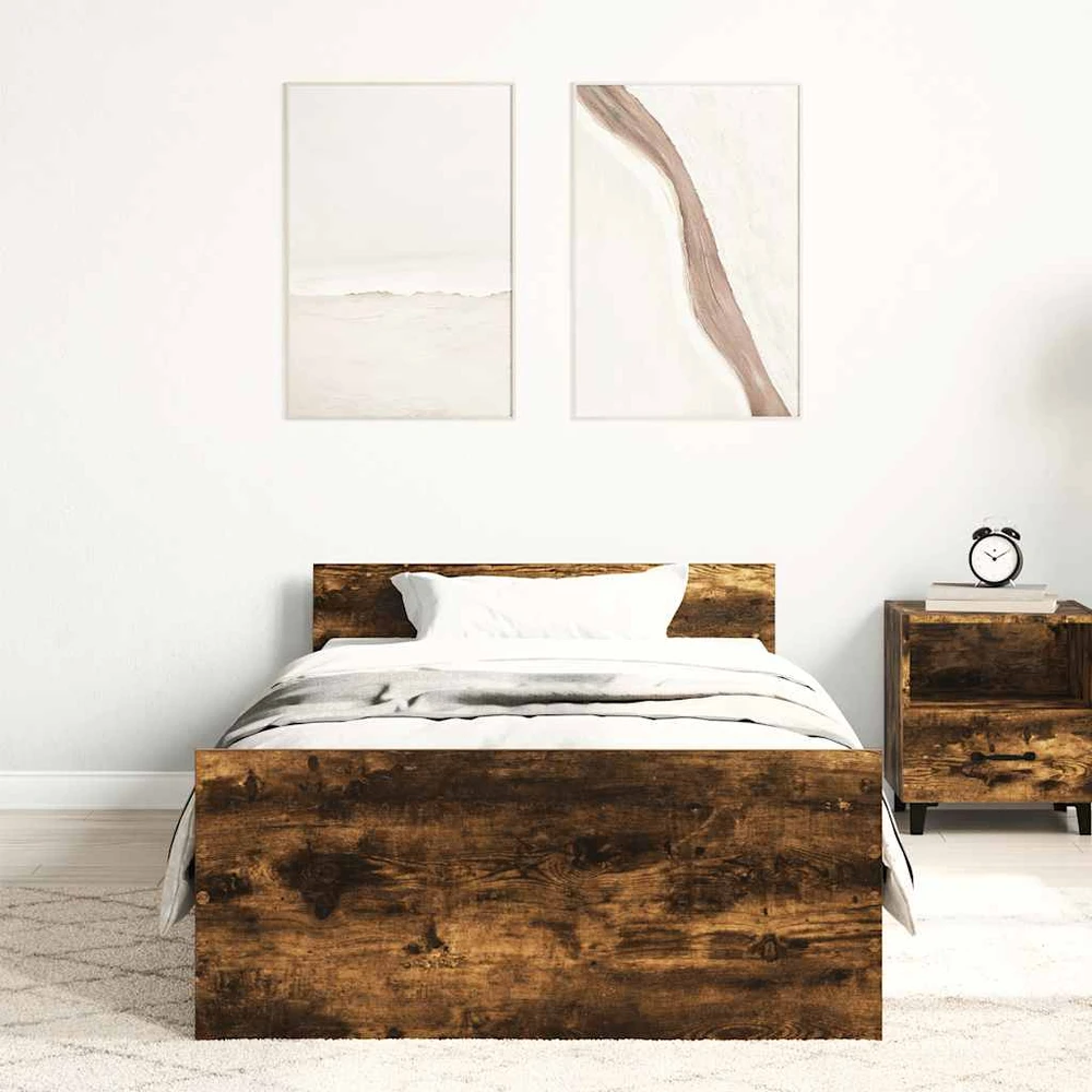 Lovos rėmas, dūminio ąžuolo spalvos, 90x190cm, apdirbta mediena