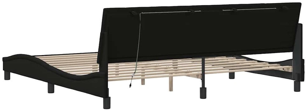 Lovos rėmas be čiužinio, Hanko, juodos spalvos, 200x200cm, audinys