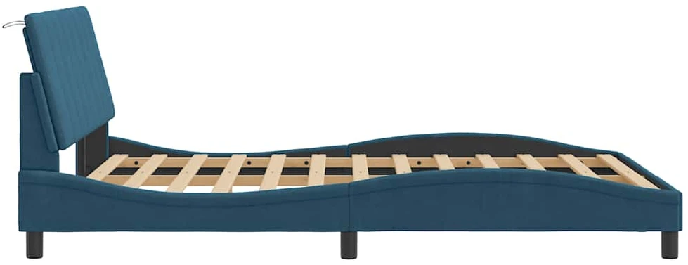 Lovos rėmas be čiužinio, Hanko, mėlynos spalvos, 140x200cm, aksomas