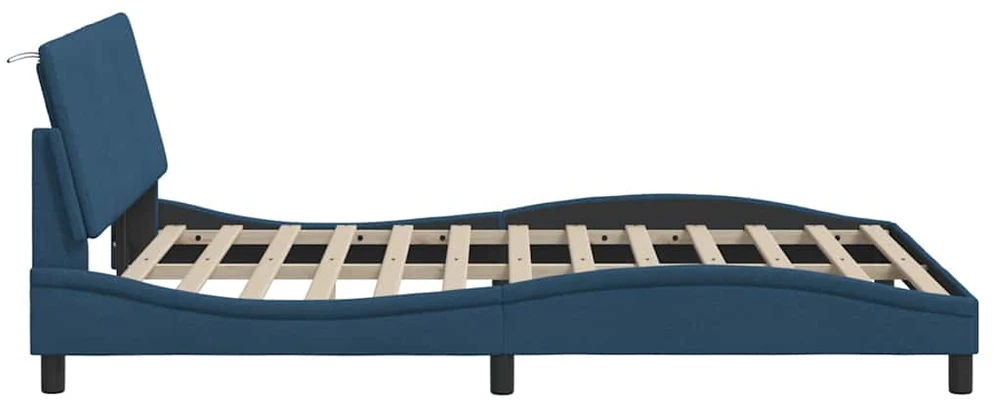 Lovos rėmas be čiužinio, Hanko, mėlynos spalvos, 140x200cm, audinys