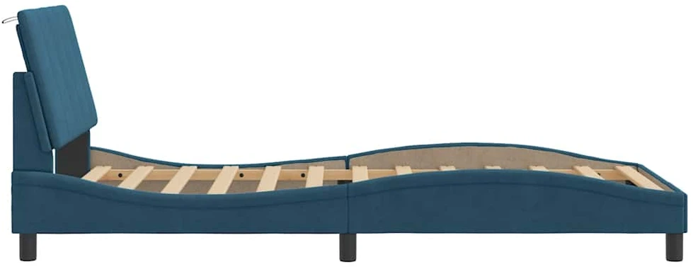 Lovos rėmas su galvūgaliu, mėlynos spalvos, 100x200cm, aksomas