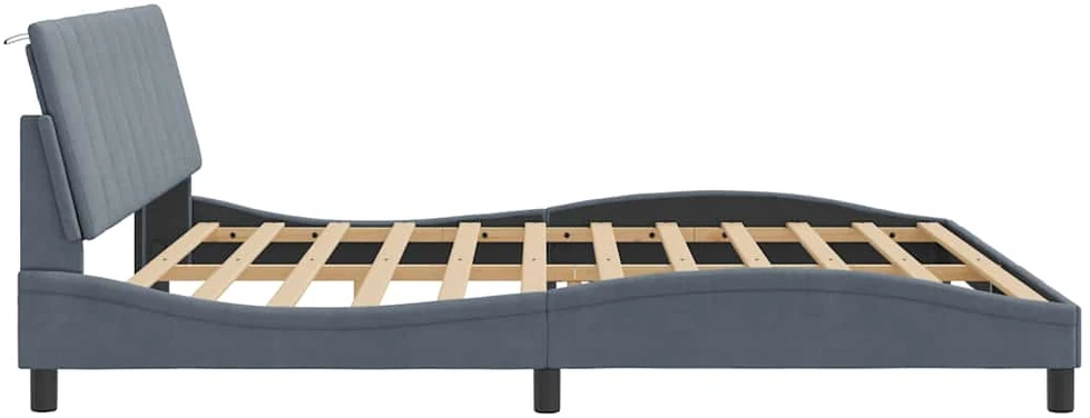 Lovos rėmas be čiužinio, tamsiai pilkas, 200x200cm, aksomas