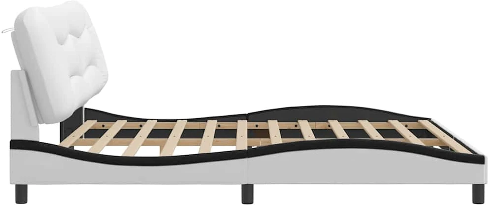 Lovos rėmas, baltas/juodas, 200x200cm, dirbtinė oda