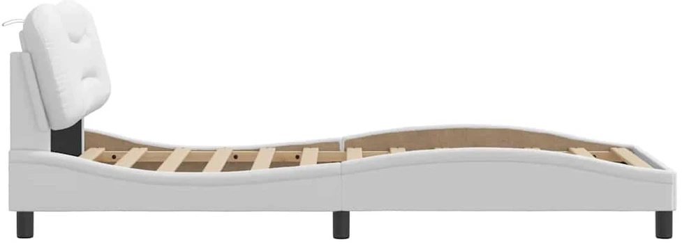 Lovos rėmassu galvūgaliu, baltos, 90x200 cm, dirbtinė oda