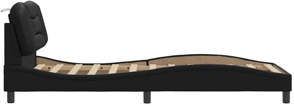 Lovos rėmas su galvūgaliu, juodas, 80x200cm, dirbtinė oda