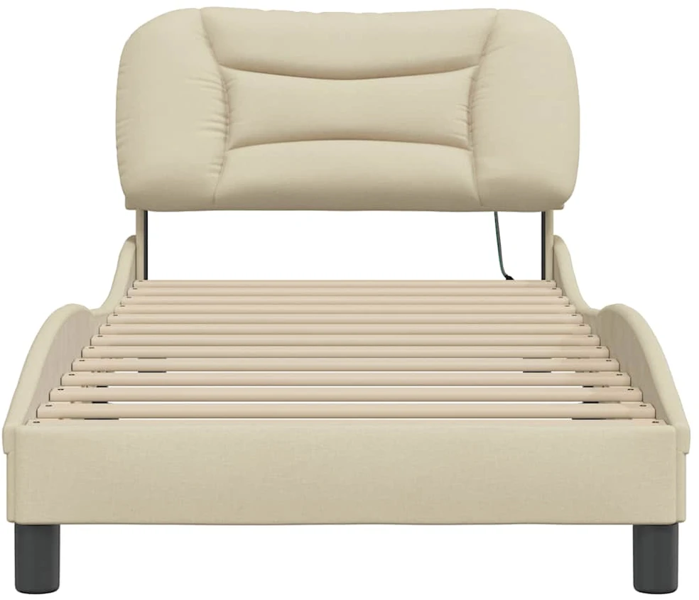 Lovos rėmas su galvūgaliu, kreminės spalvos, 80x200cm, audinys
