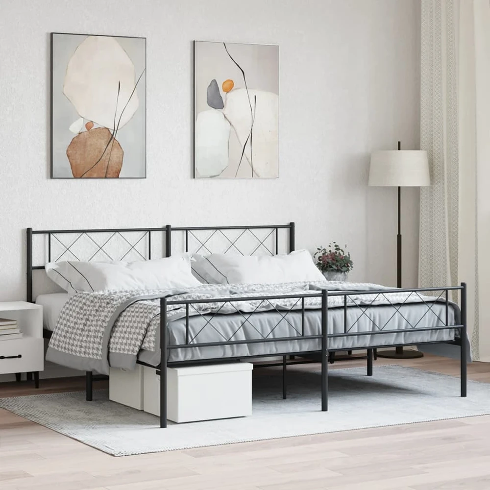 Lovos rėmas su galvūgaliu/kojūgaliu, juodas, 180x200cm, metalas