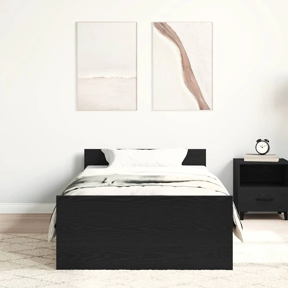 Lova Lovos rėmas be čiužinio, juodo ąžuolo spalvos, 75x190 cm, inžinerinė mediena