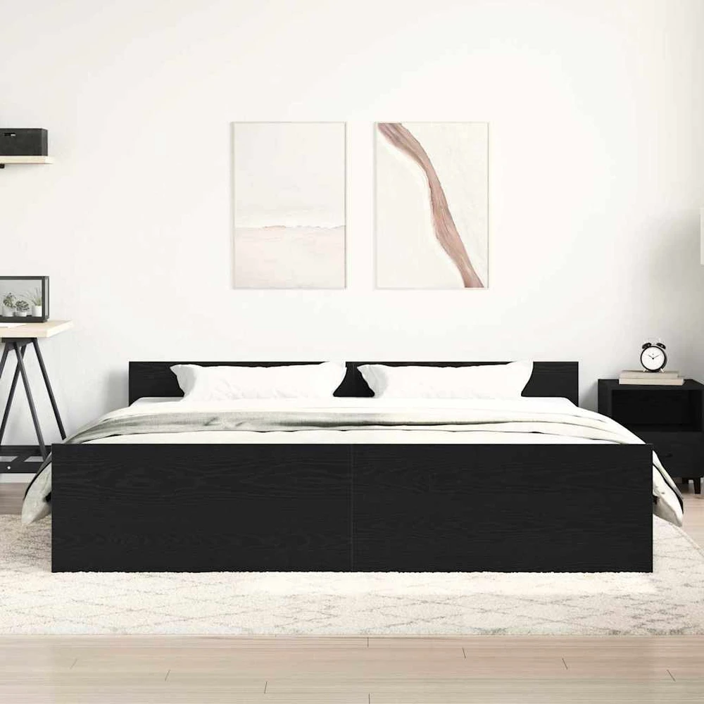 Lovos rėmas be čiužinio, juodo ąžuolo spalvos, 180x200 cm, inžinerinė mediena