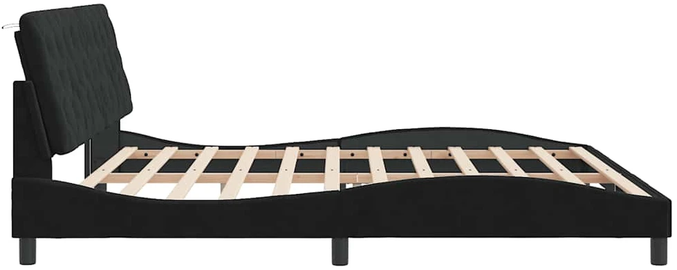 Lovos rėmas be čiužinio, juodos spalvos, 200x200cm, aksomas