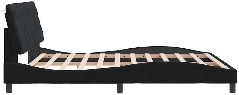 Lovos rėmas be čiužinio, juodos spalvos, 180x200cm, aksomas