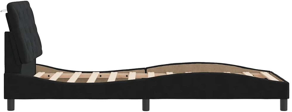 Lovos rėmas su galvūgaliu, juodos spalvos, 80x200cm, aksomas
