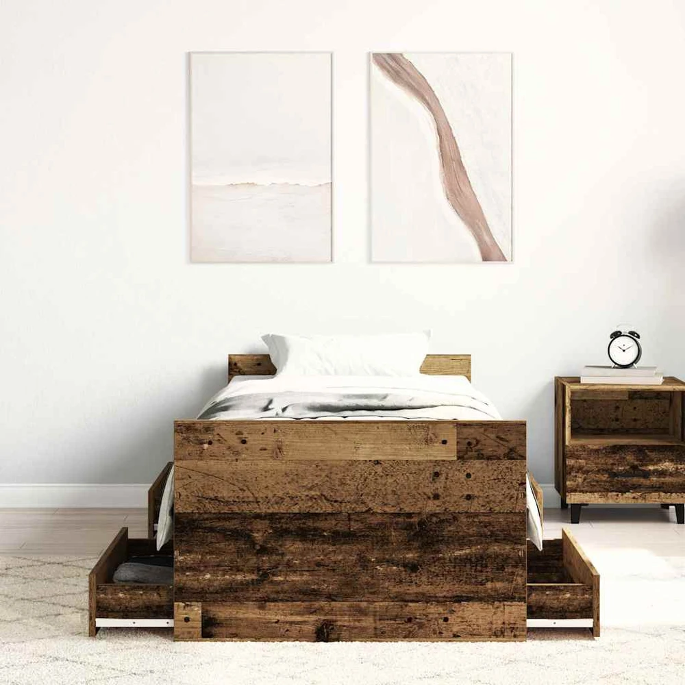 Lovos rėmas be čiužinio, medienos dizaino, 100x200 cm