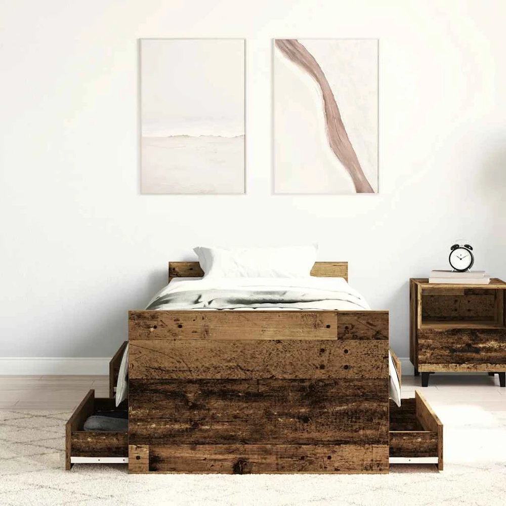 Lovos rėmas be čiužinio, medienos dizaino, 90x200 cm