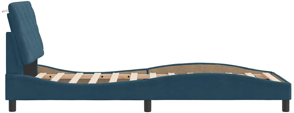 Lovos rėmas su galvūgaliu, mėlynos spalvos, 80x200cm, aksomas