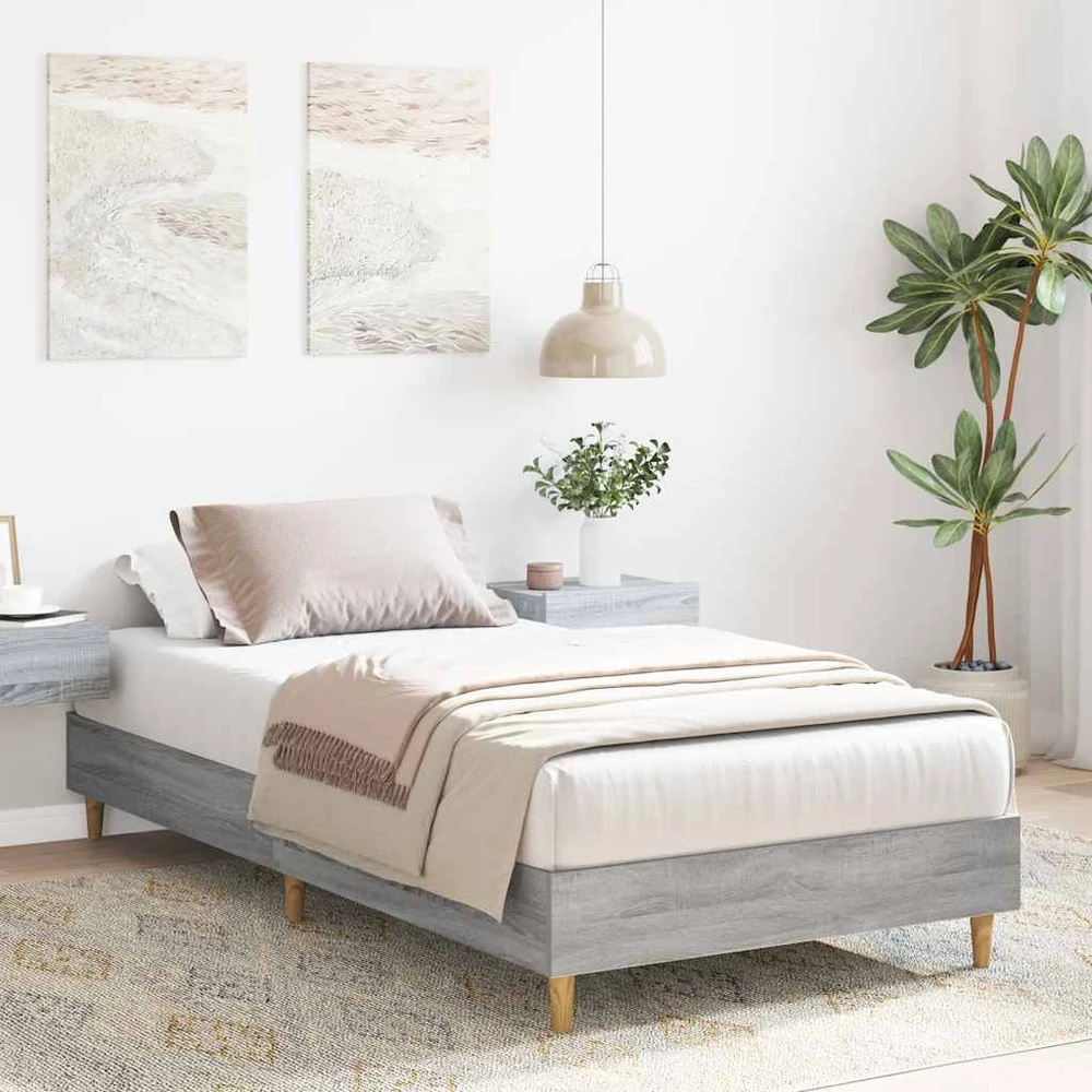 Lova lovos rėmas be čiužinio pilka 75x190 cm inžinerinė mediena
