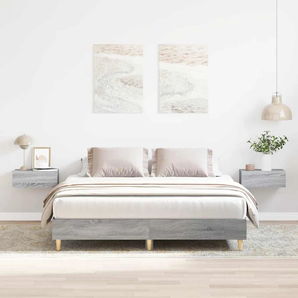 Lovos rėmas be čiužinio, pilkos ąžuolo, 140x200 cm, mediena
