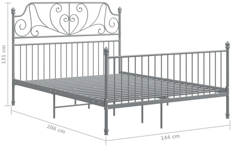Lovos rėmas, pilkos spalvos, 140x200cm, metalas