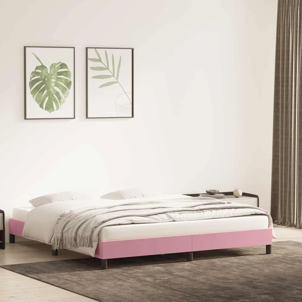 Lova Lovos rėmas be čiužinio Rožinis 180x220 cm aksomas