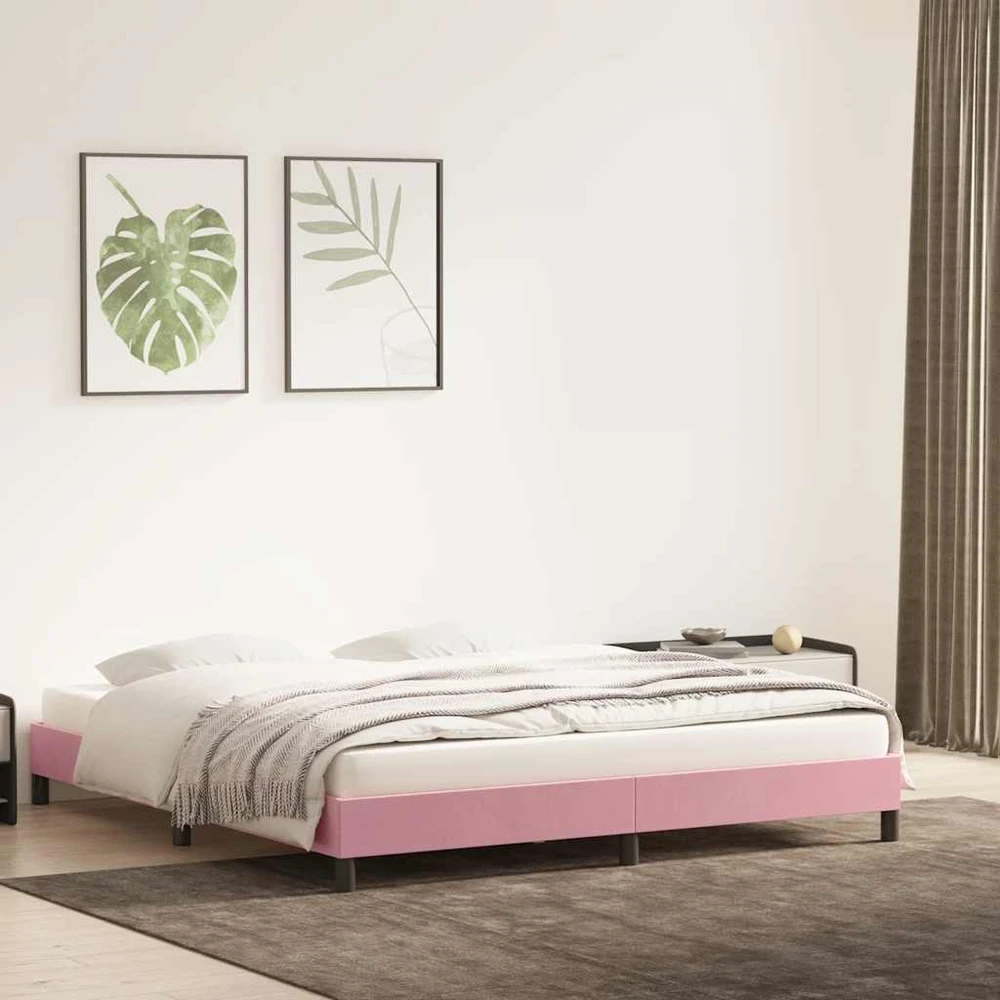 Lova Lovos rėmas be čiužinio Rožinis 200x220 cm aksomas