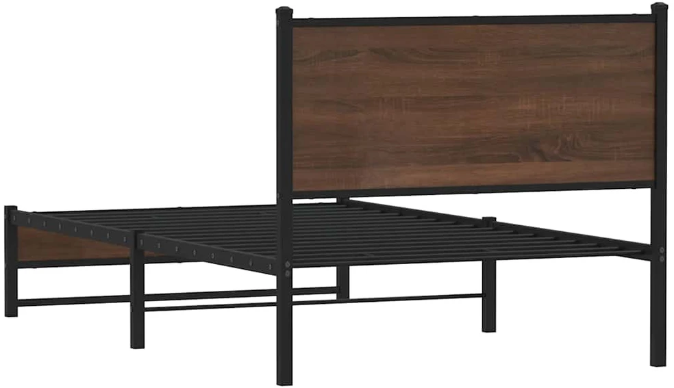 Lovos rėmas be čiužinio, rudas ąžuolo, 100x200cm, metalas