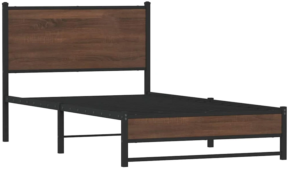 Lovos rėmas be čiužinio, rudas ąžuolo, 100x200cm, metalas