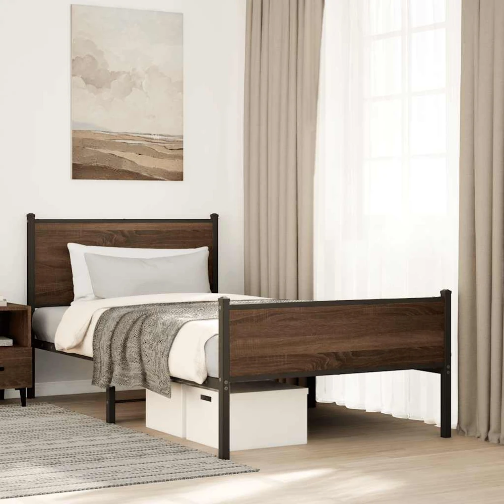 Lova Lovos rėmas be čiužinio, rudas ąžuolo, 107x203cm, metalas