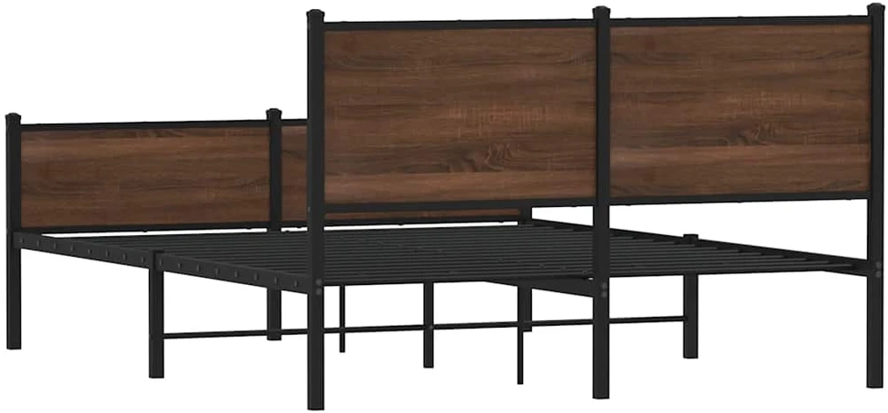 Lovos rėmas be čiužinio, rudas ąžuolo, 140x190cm, metalas