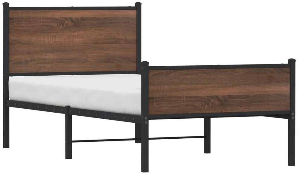 Lovos rėmas be čiužinio, rudas ąžuolo, 90x200cm, metalas