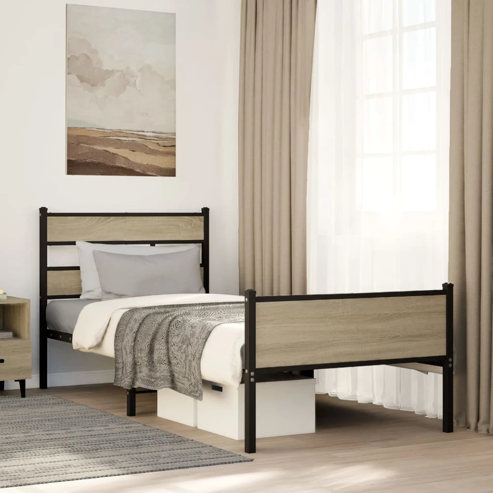 Lova Lovos rėmas be čiužinio, sonoma, 107x200cm, apdirbta mediena