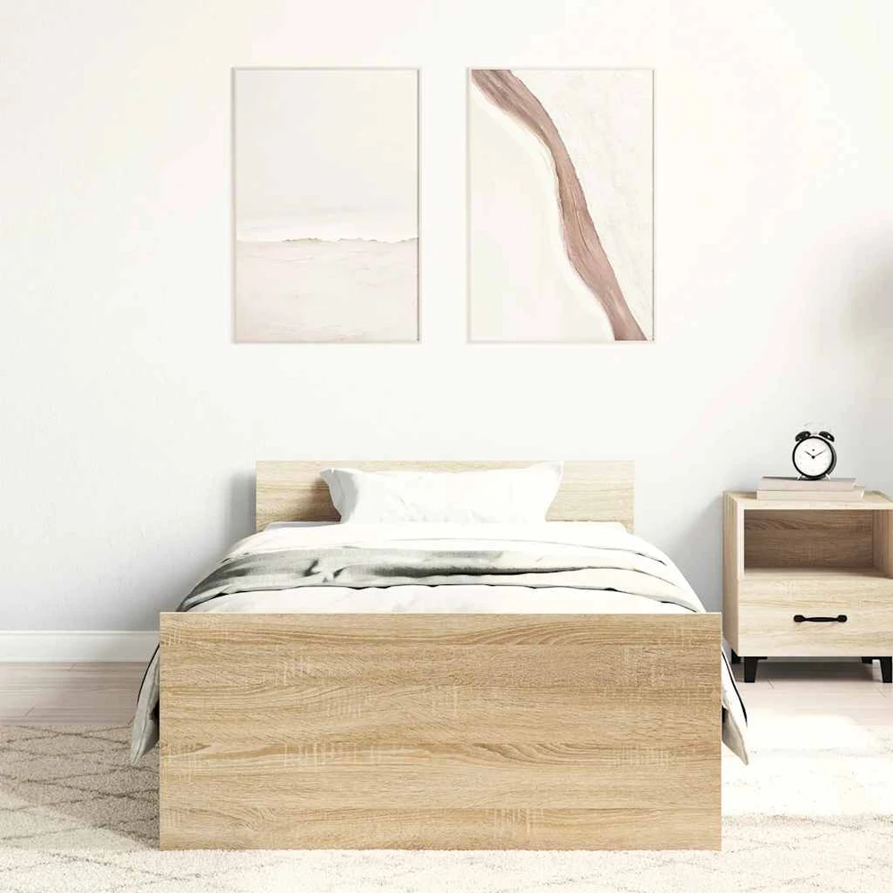 Lovos rėmas, sonoma ąžuolo spalvos, 90x190cm, apdirbta mediena