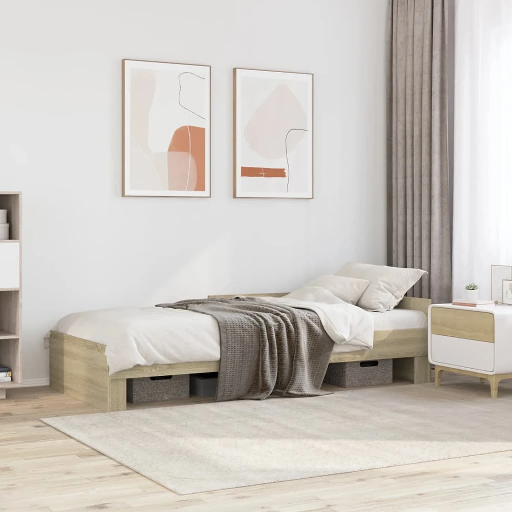 Lovos rėmas be čiužinio, sonoma, 90x200cm, apdirbta mediena
