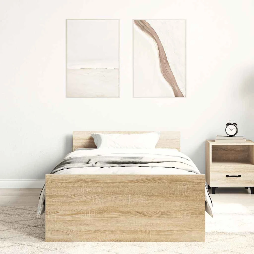 Lovos rėmas, sonoma ąžuolo spalvos, 90x200cm, apdirbta mediena