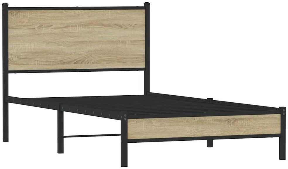 Lova Lovos rėmas be čiužinio, sonoma ąžuolo, 107x203cm, metalas