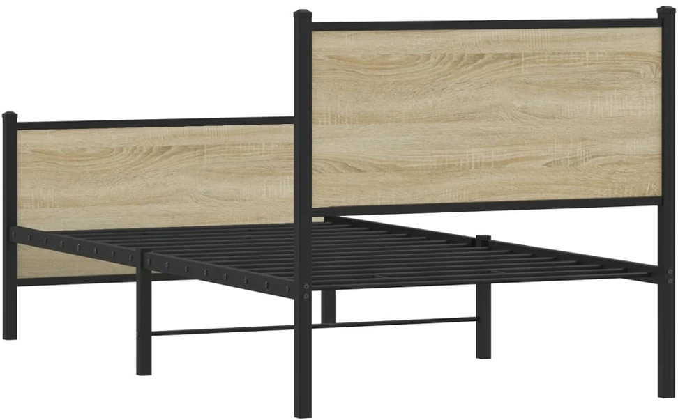 Lovos rėmas be čiužinio, sonoma ąžuolo, 90x190cm, metalas
