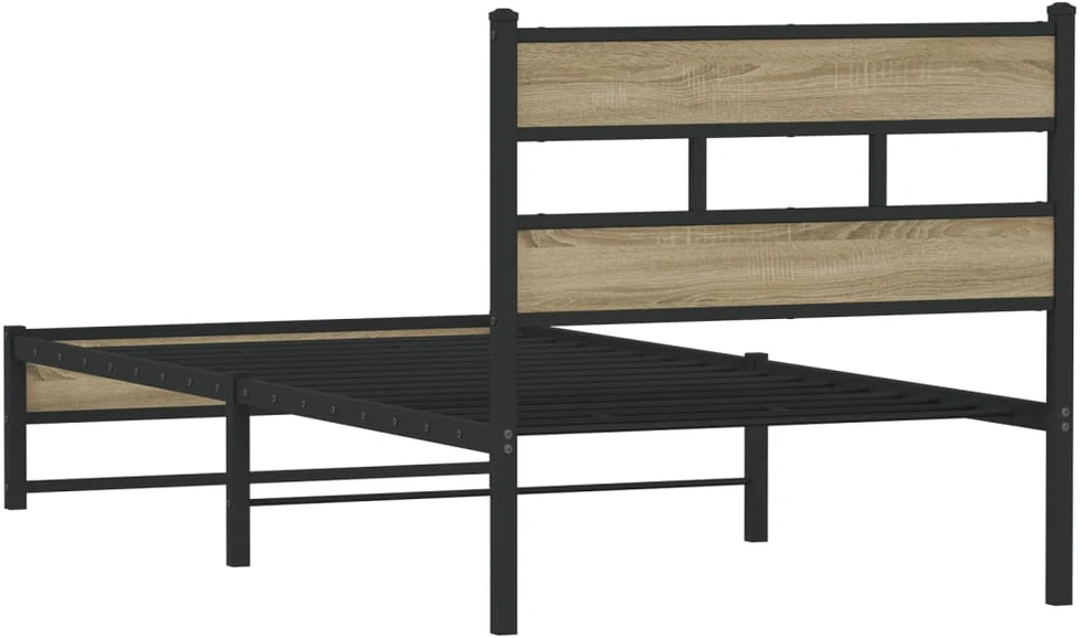 Lovos rėmas be čiužinio, sonoma ąžuolo, 90x200cm, metalas