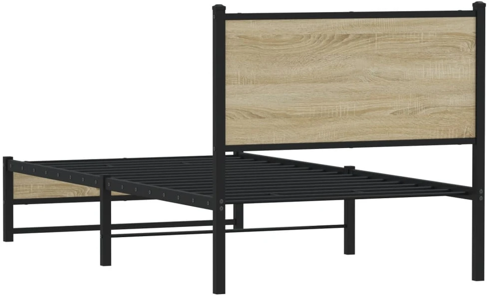 Lovos rėmas be čiužinio, sonoma ąžuolo, 90x200cm, metalas