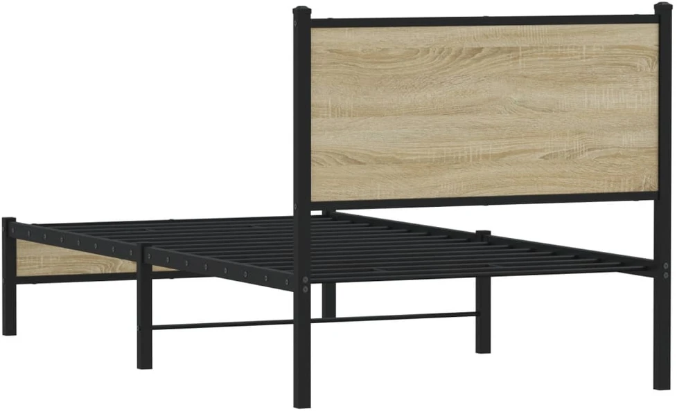 Lovos rėmas be čiužinio, sonoma ąžuolo, 90x200cm, metalas