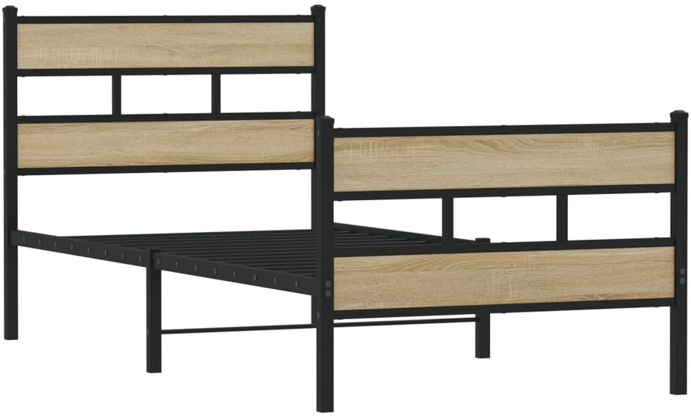 Lovos rėmas be čiužinio, sonoma ąžuolo, 90x200cm, metalas