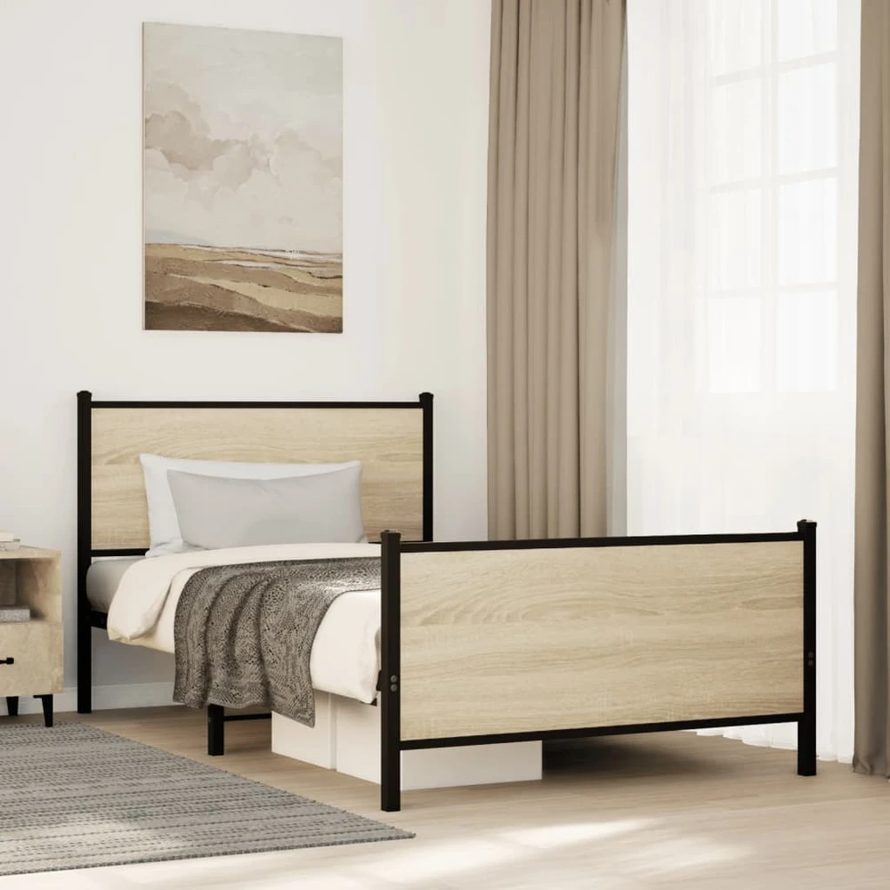 Lova Lovos rėmas be čiužinio, sonoma ąžuolo, 100x190cm, metalas