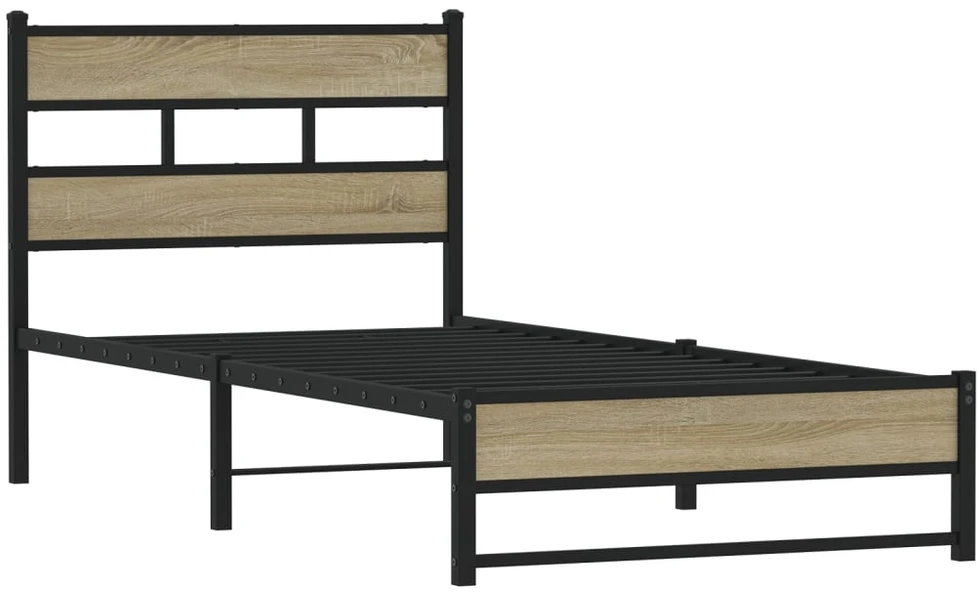 Lova Lovos rėmas be čiužinio, sonoma ąžuolo, 107x203cm, metalas